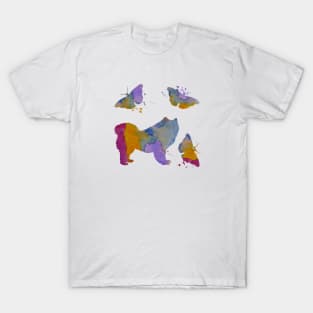 Samoyed Dog Art, Colorful Butterfly, T-Shirt